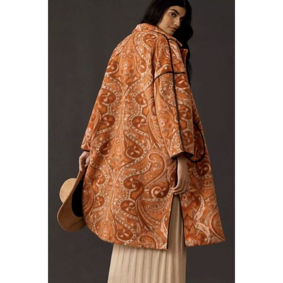 NWT ANTHROPOLOGIE PAISLEY KIMONO DUSTER STATEMENT JACKET COAT WOOL MULTI ONESIZE - Picture 2 of 11